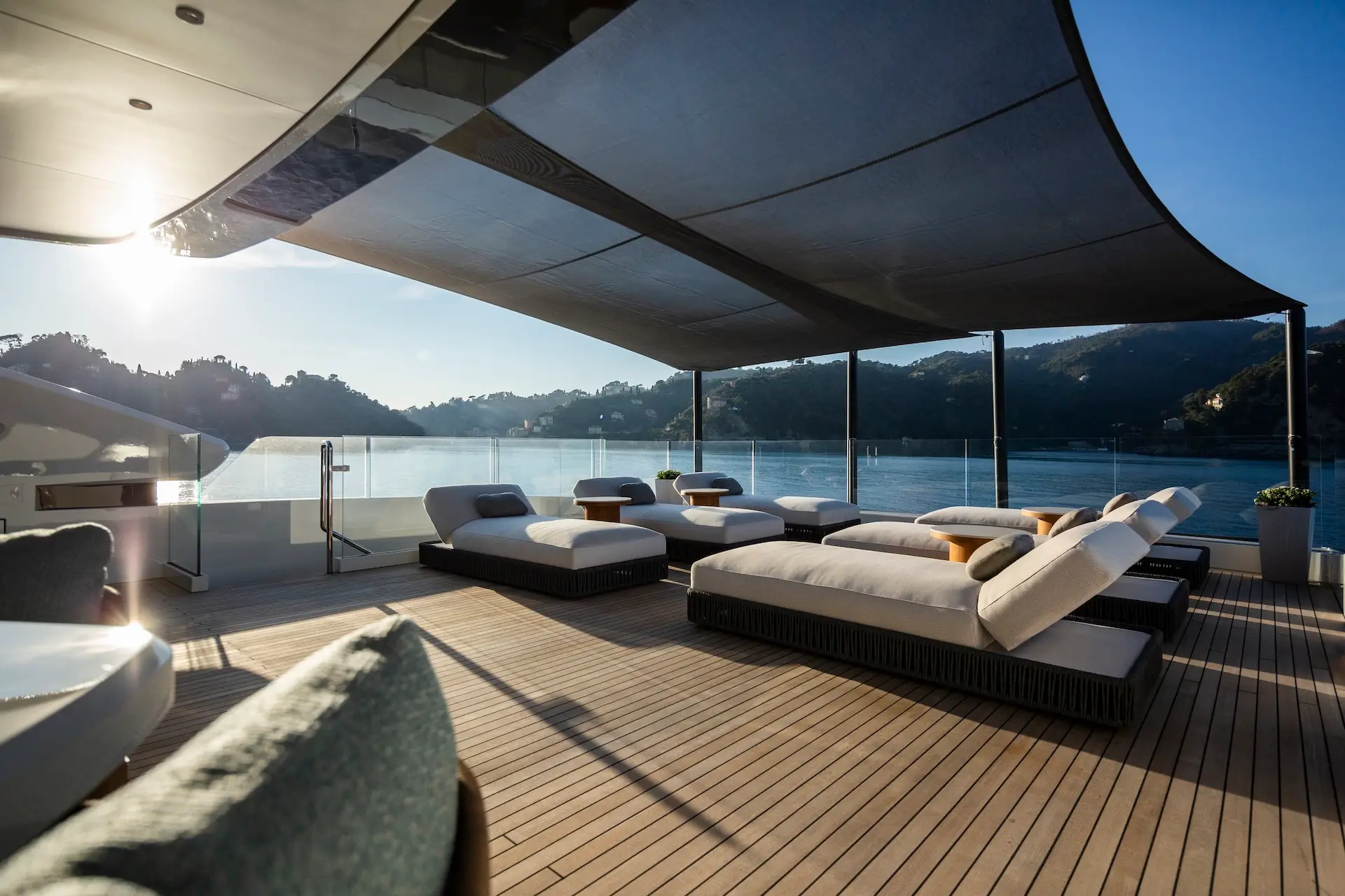 Upper deck at sunset