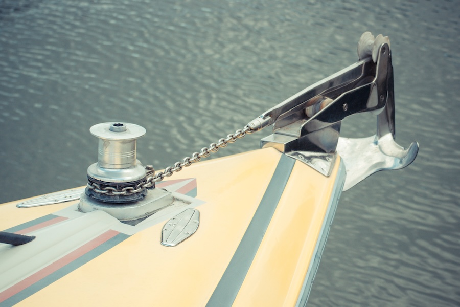 Anchor detail on yacht