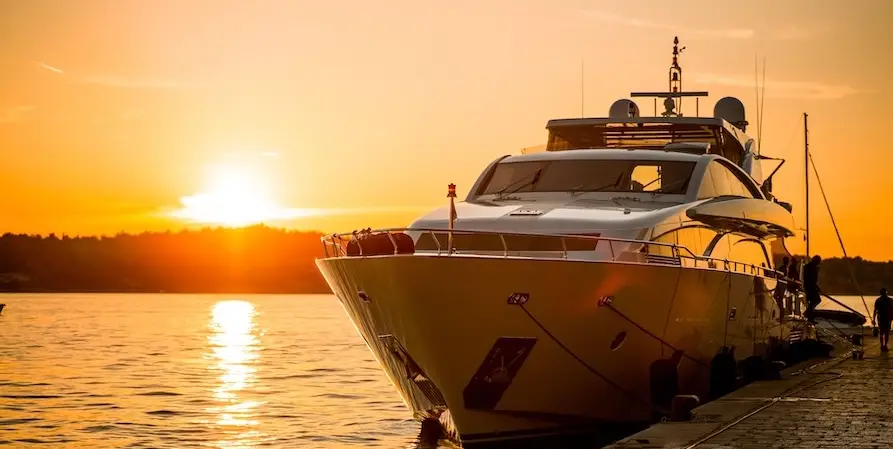 View of yacht sunset