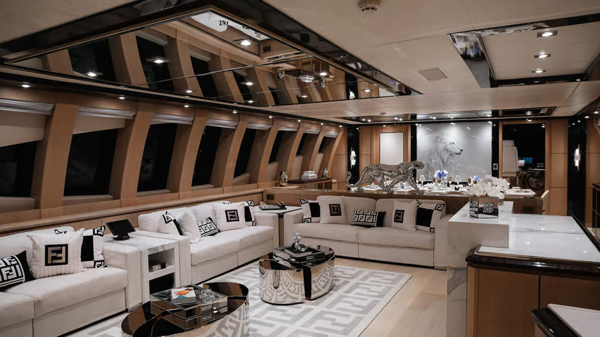 Main salon interior of AK Royalty