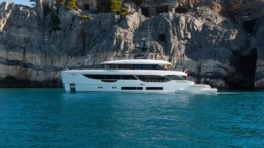 12 Beatiful Profile of Yacht wit mountains behind HERO