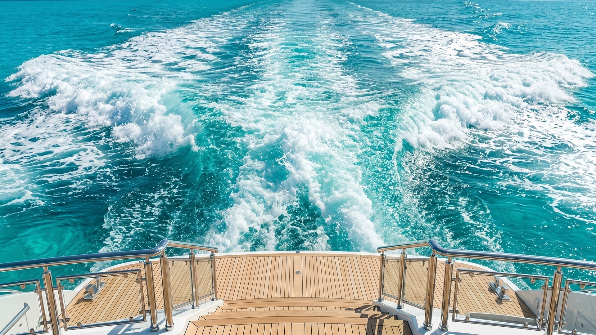 The wake left behind a yacht's stern