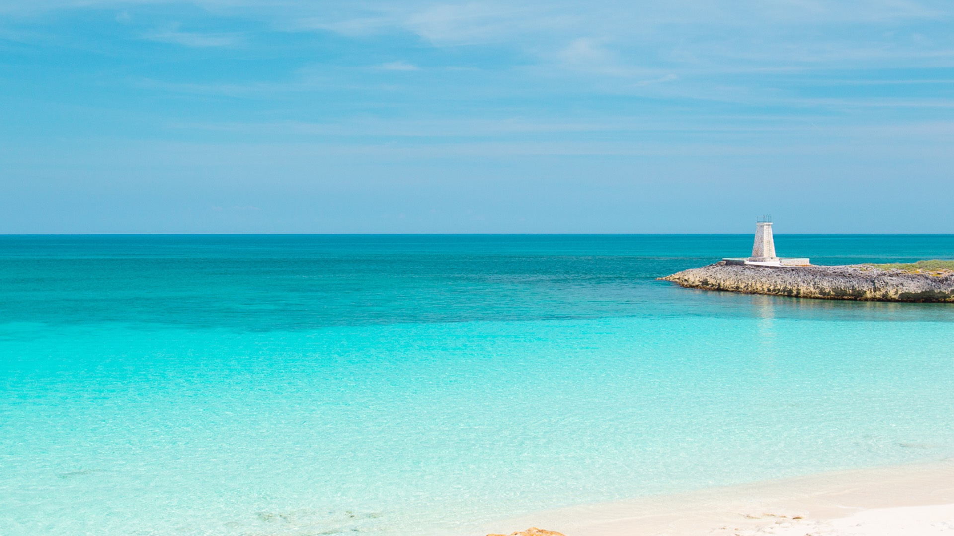 The entrance to a sheltered bay in the Berry Islands, viewed from the open ocean