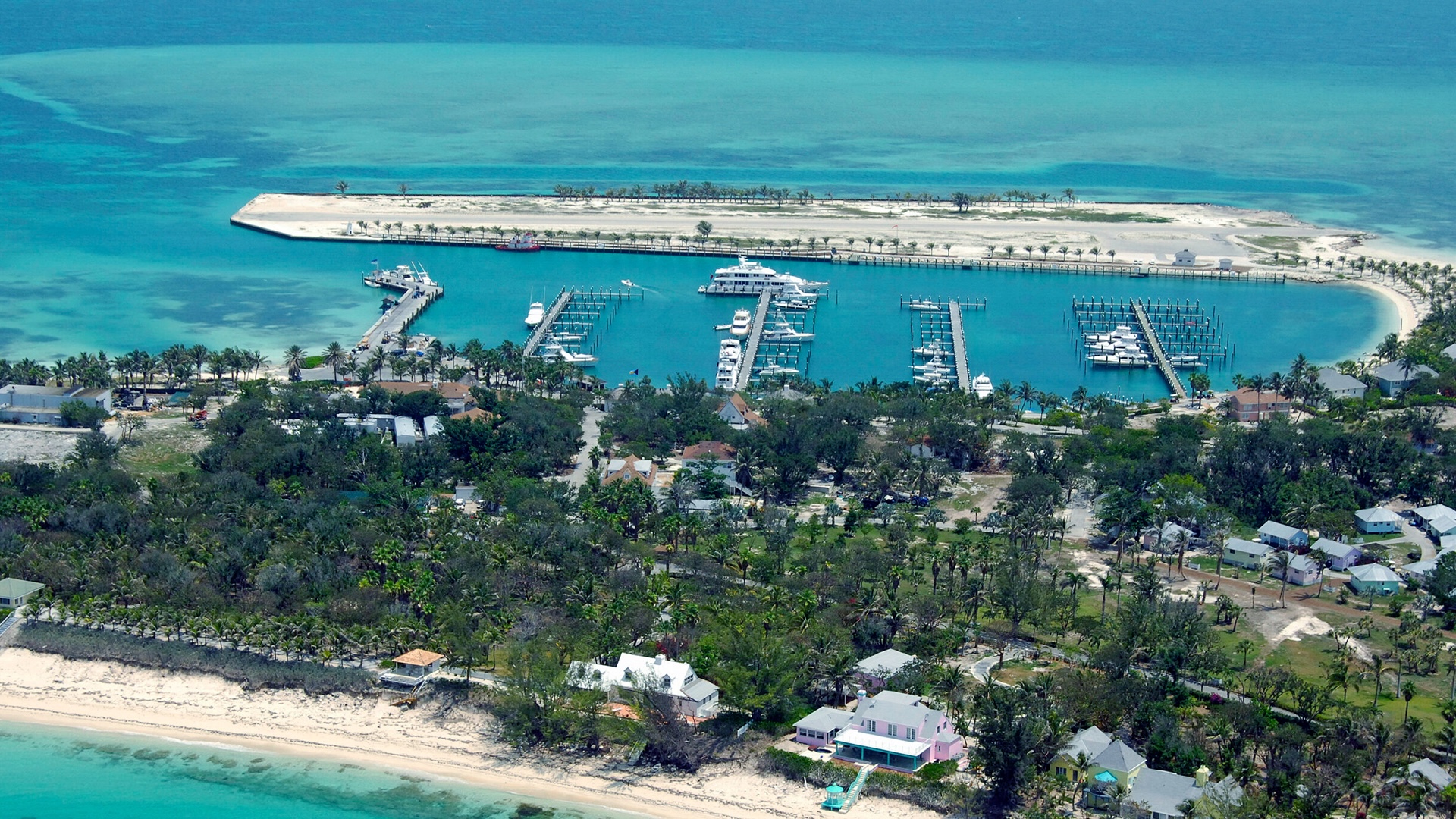 Vista aérea de la marina de Cat Cay