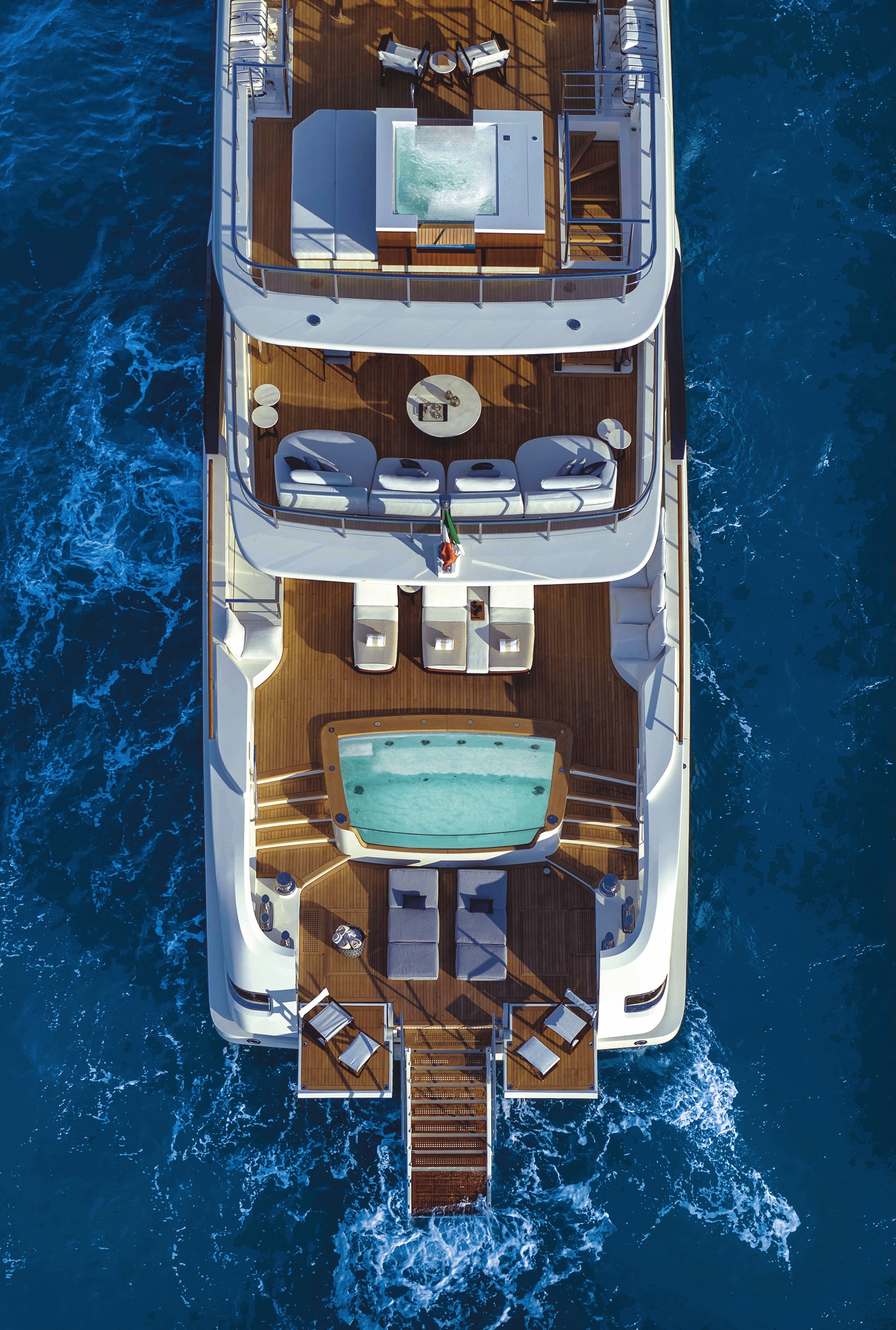 Custom Line 50 stern viewed from above