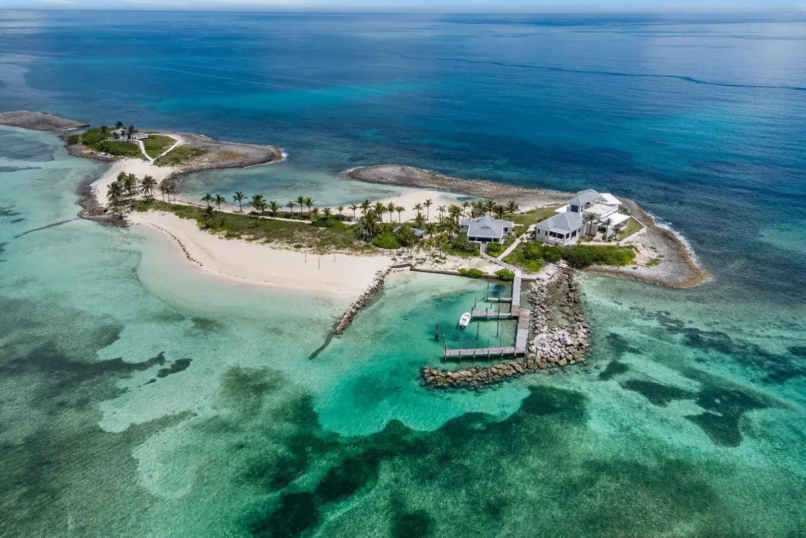 Aerial view of Island Oasis private island in Abaco, Bahamas