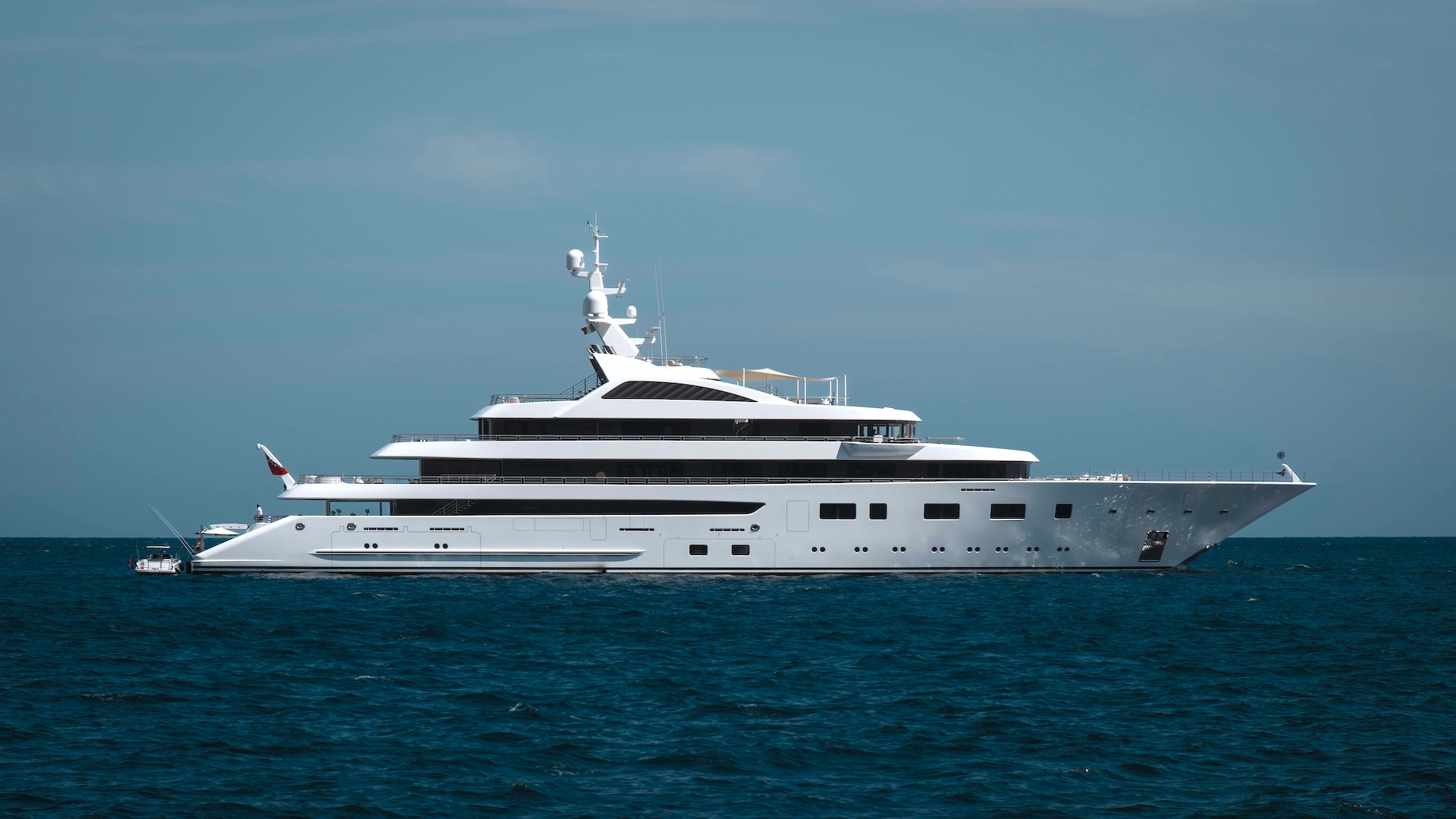 Superyacht underway in open water