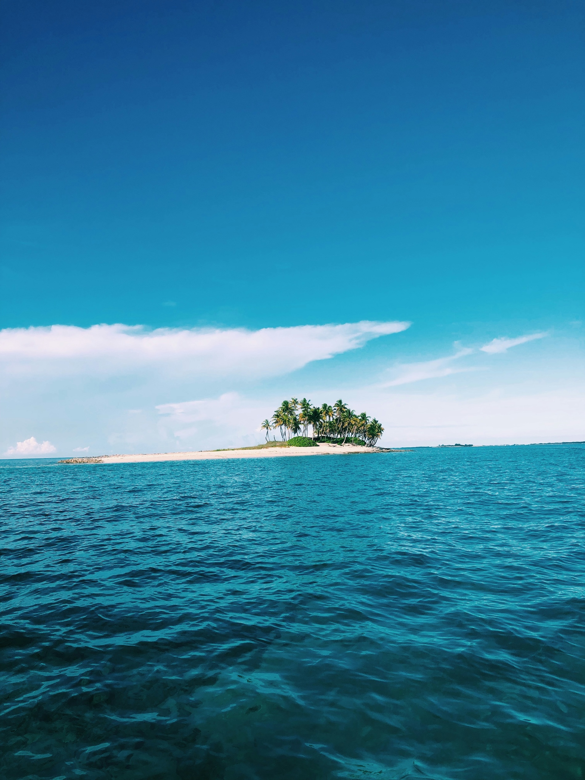 View of a private island from the water level