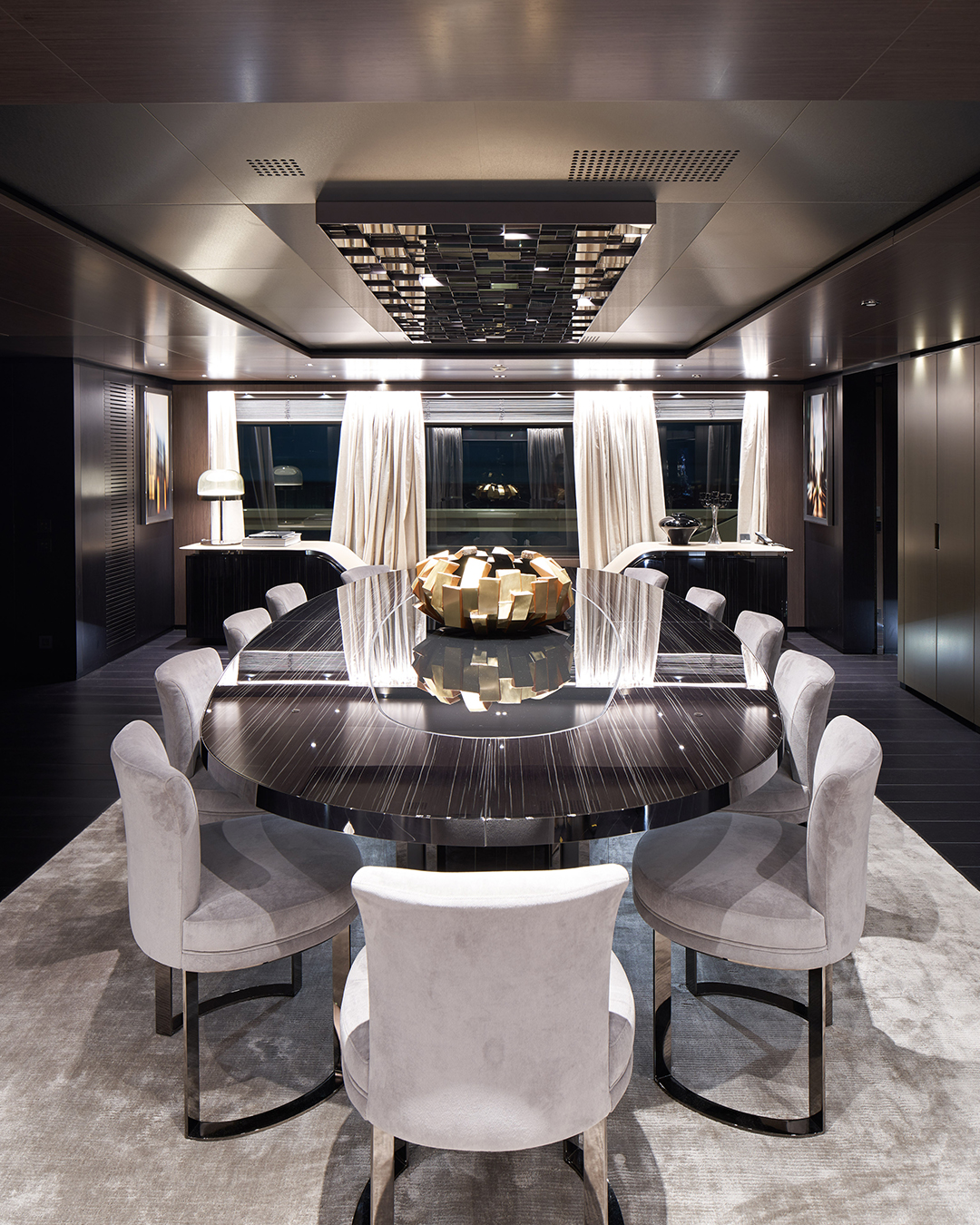 Dining room set for the evening