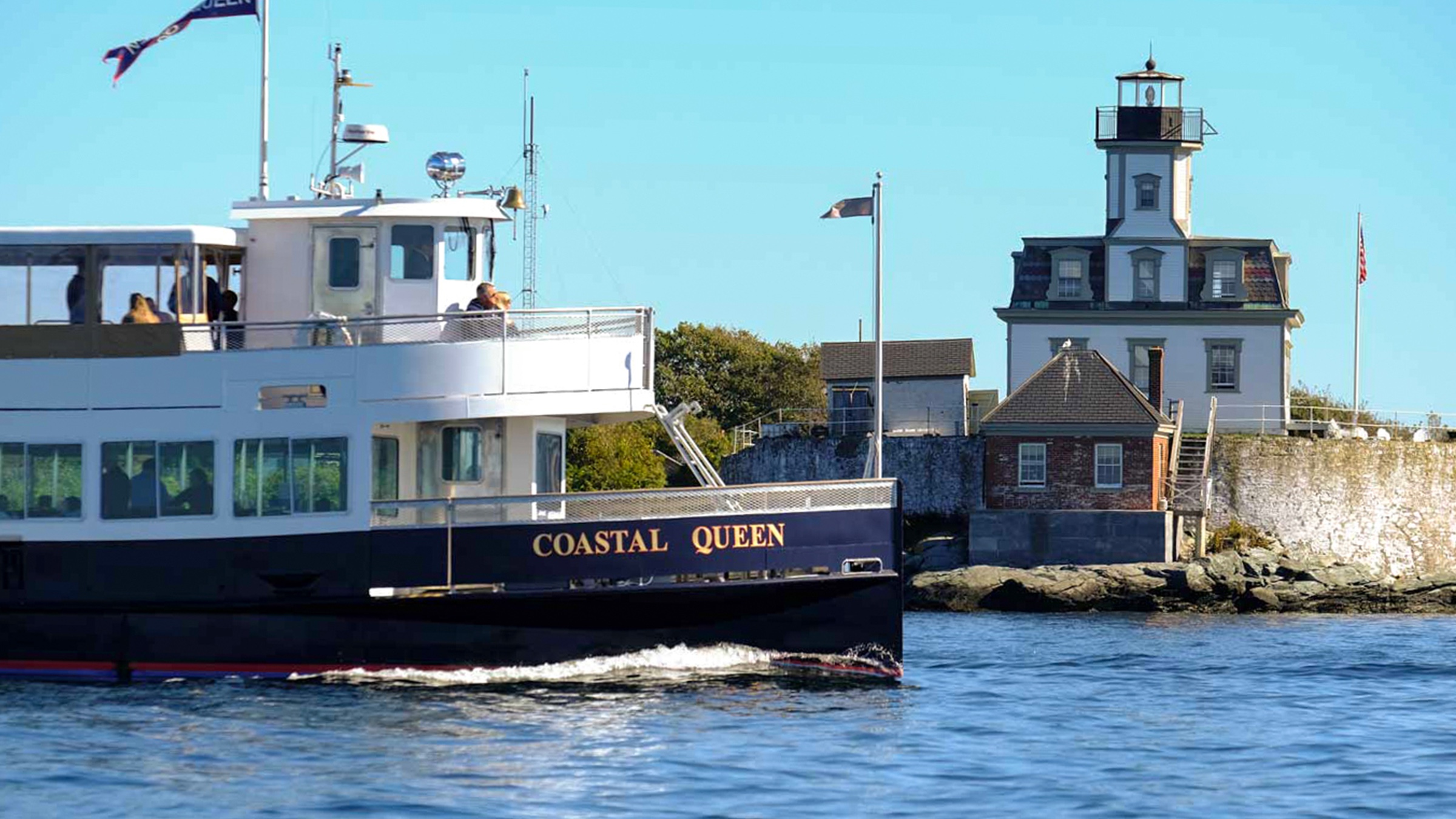 The Coastal Queen tour vessel in Newport harbor
