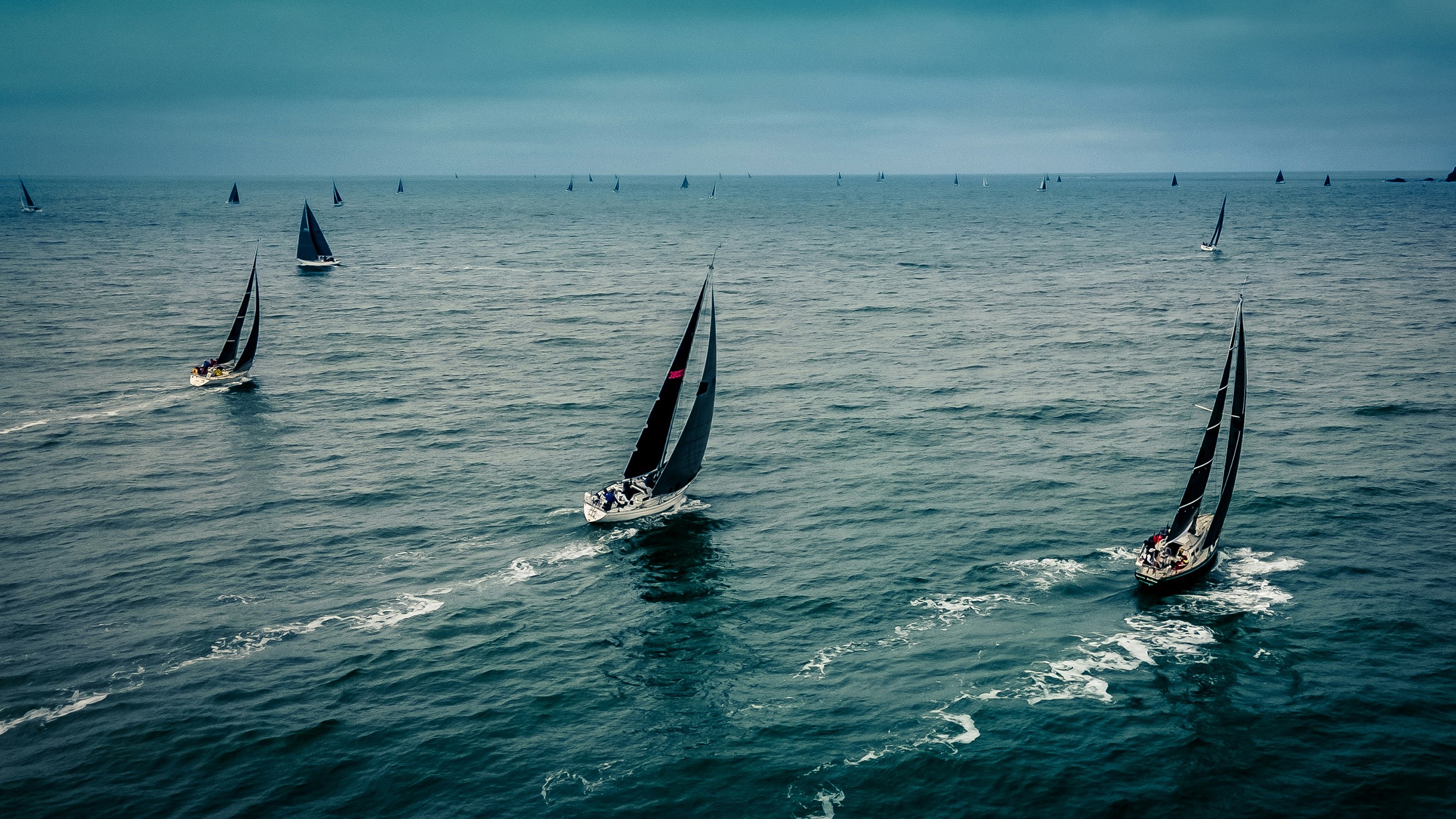 A regatta of sailboats
