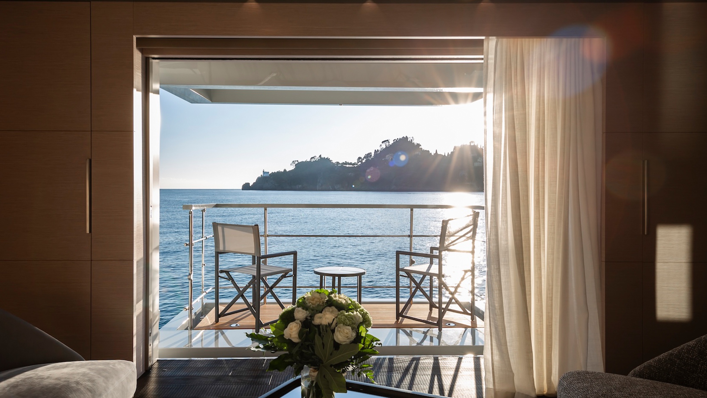 A private balcony off the owner's suite