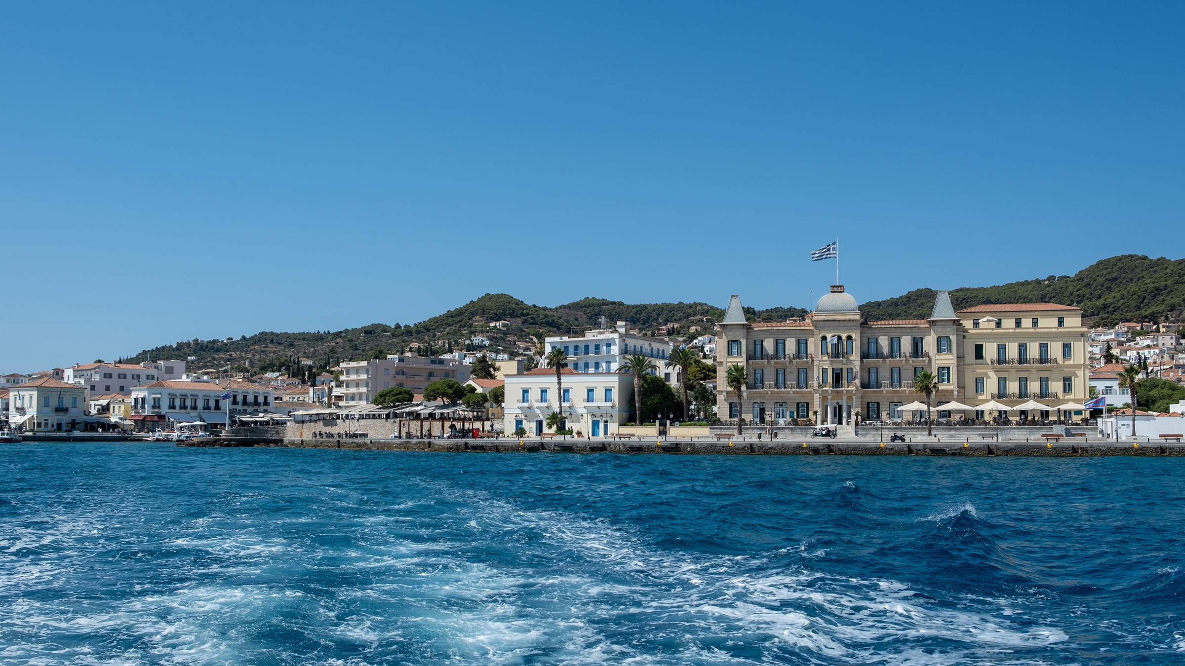 Spetses island seafront buildings, Greece