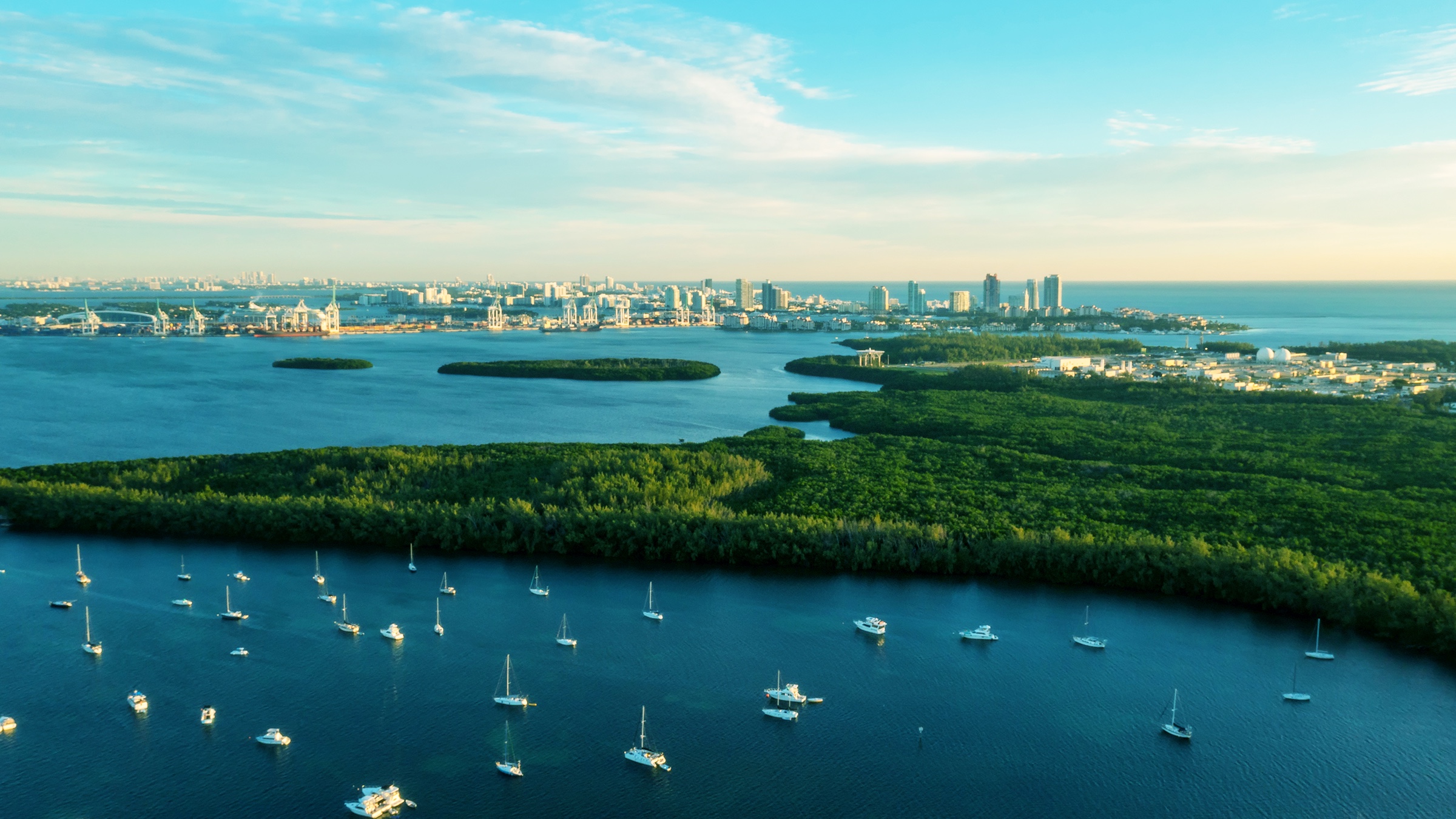 Drone view of a Miami yacht club