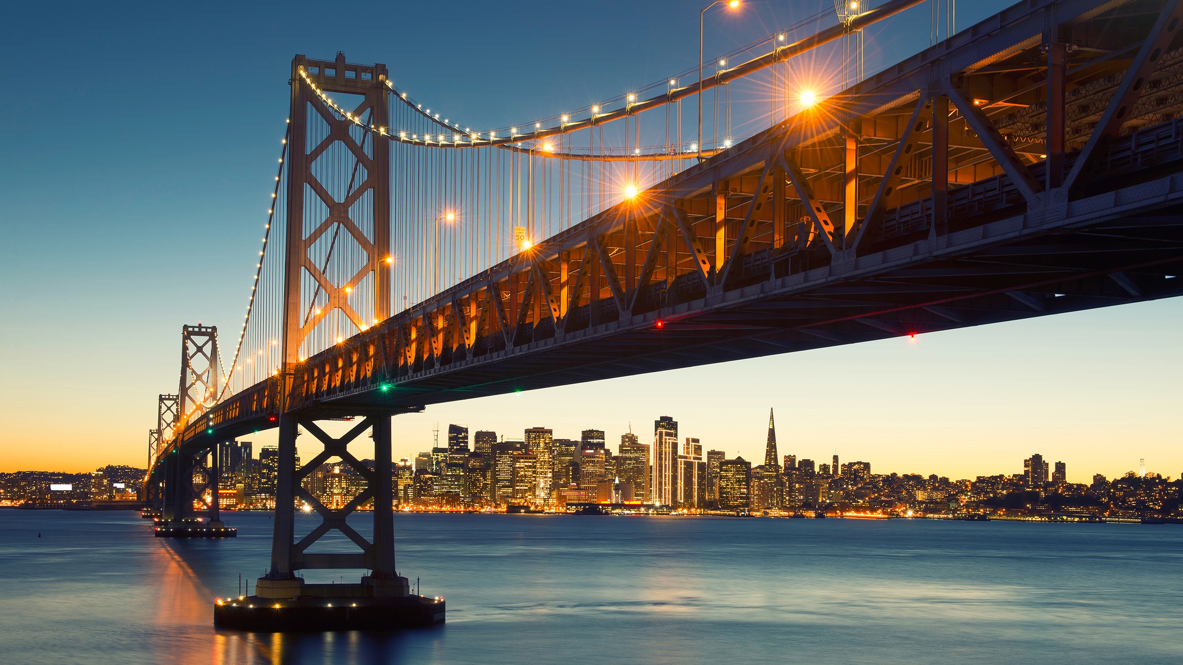 The Bay Bridge and San Francisco skyline