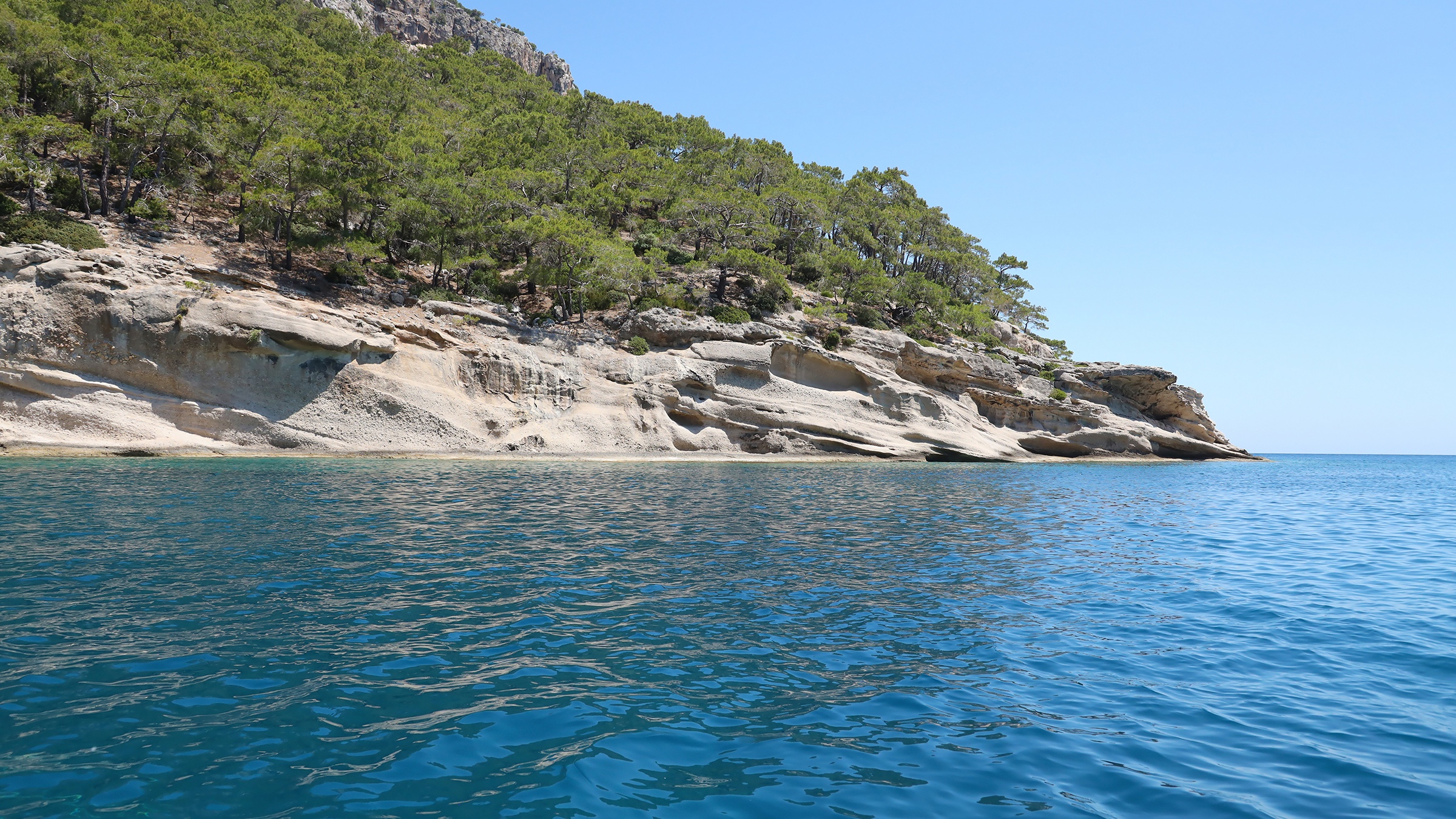 Natural rock mountains of Turkey, view from the water
