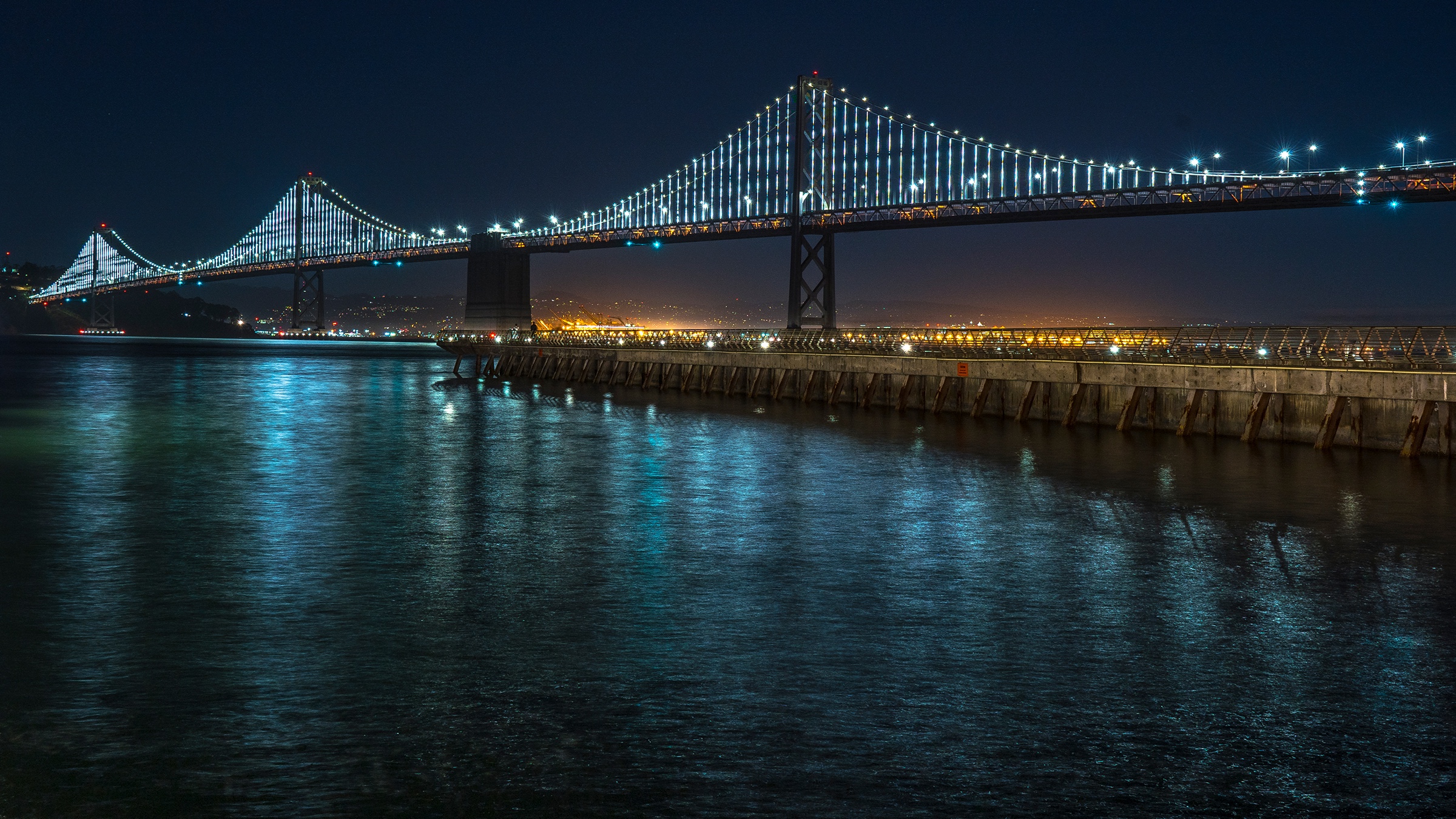 San Francisco Bay Bridge at night