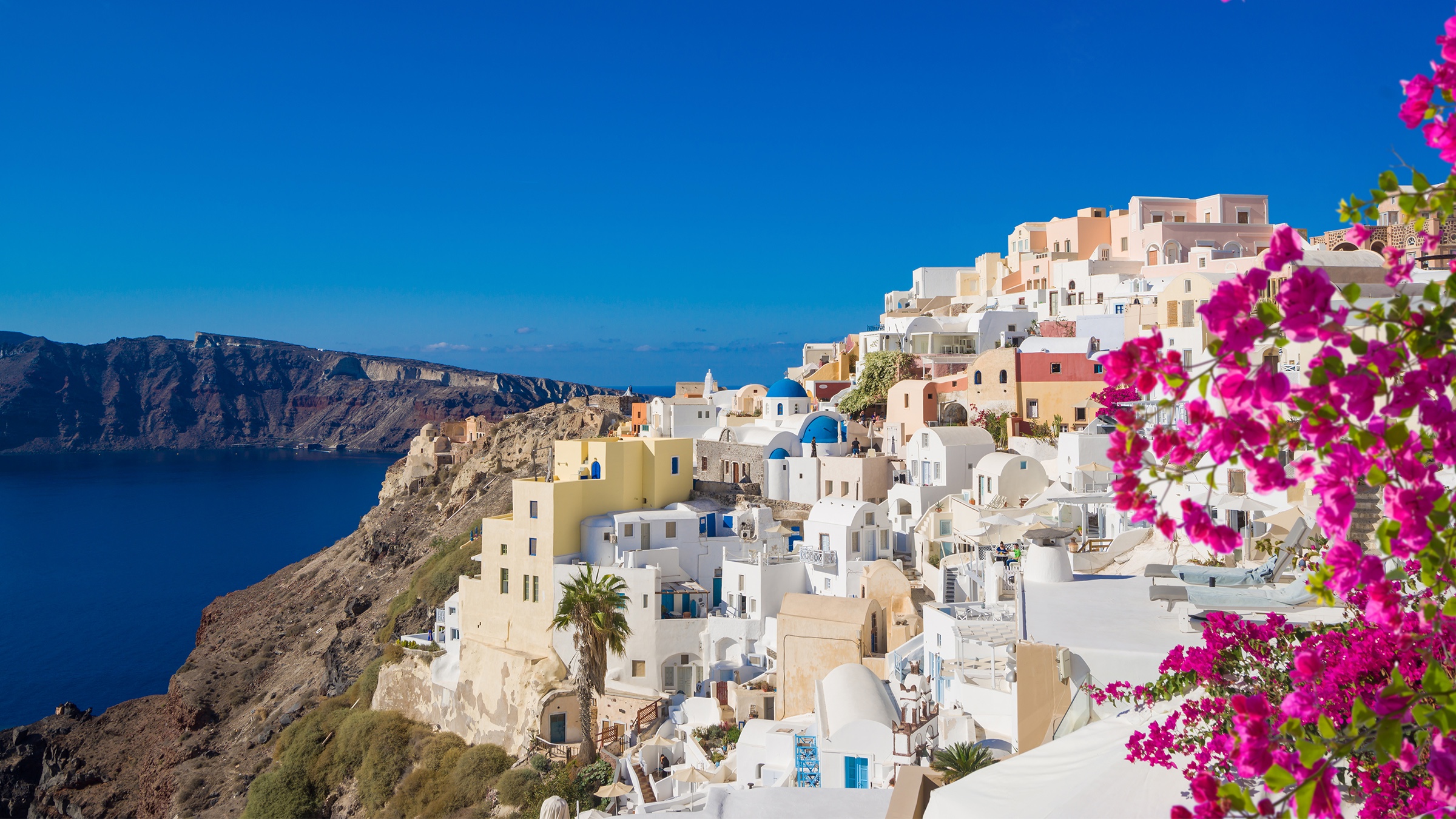 View of Oia in Santorini, Greece