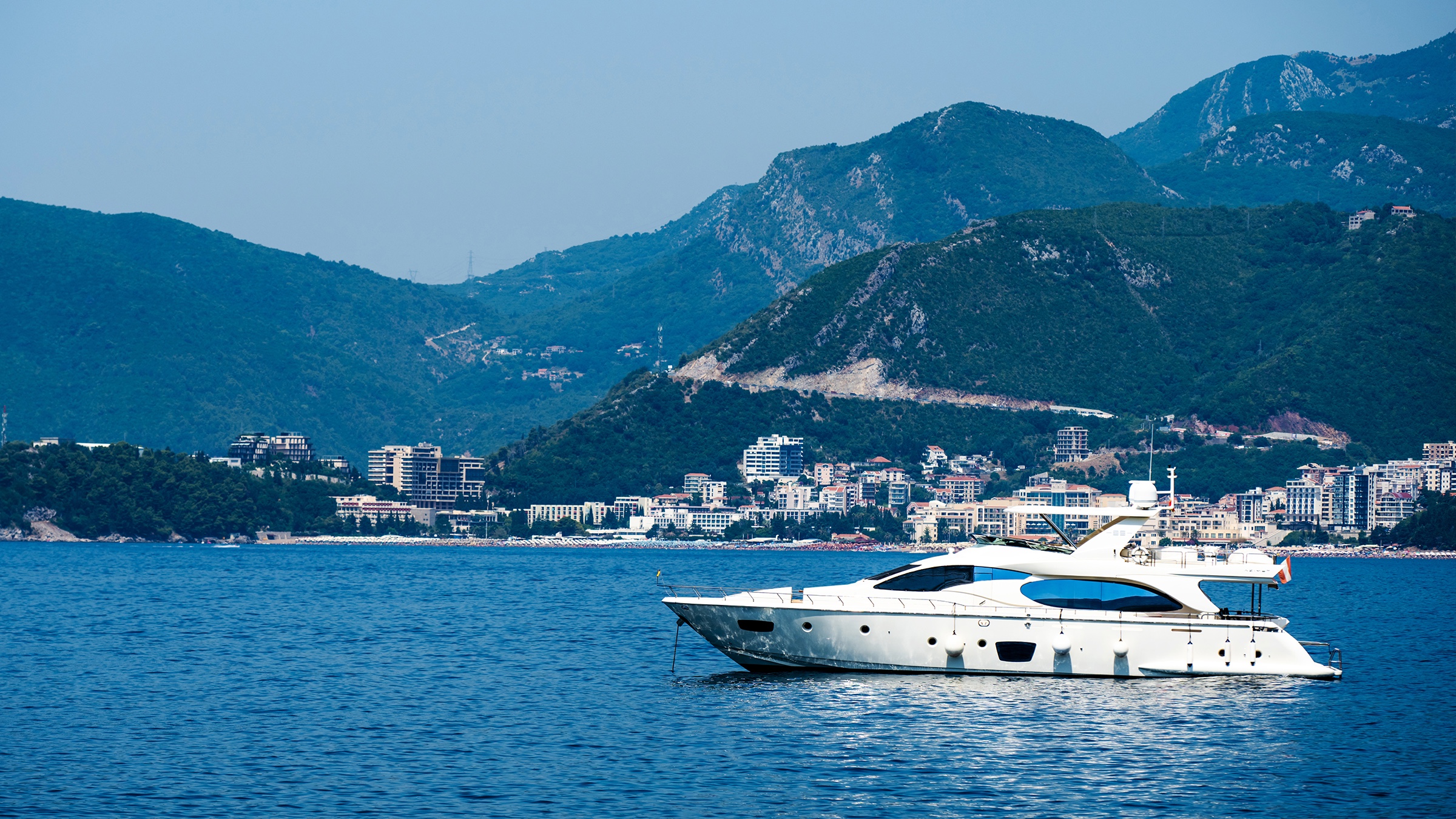 Yachts at anchor in Montenegro