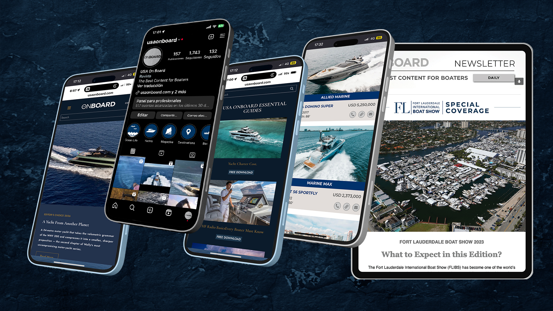 USA Onboard on mobile, newsletter and social