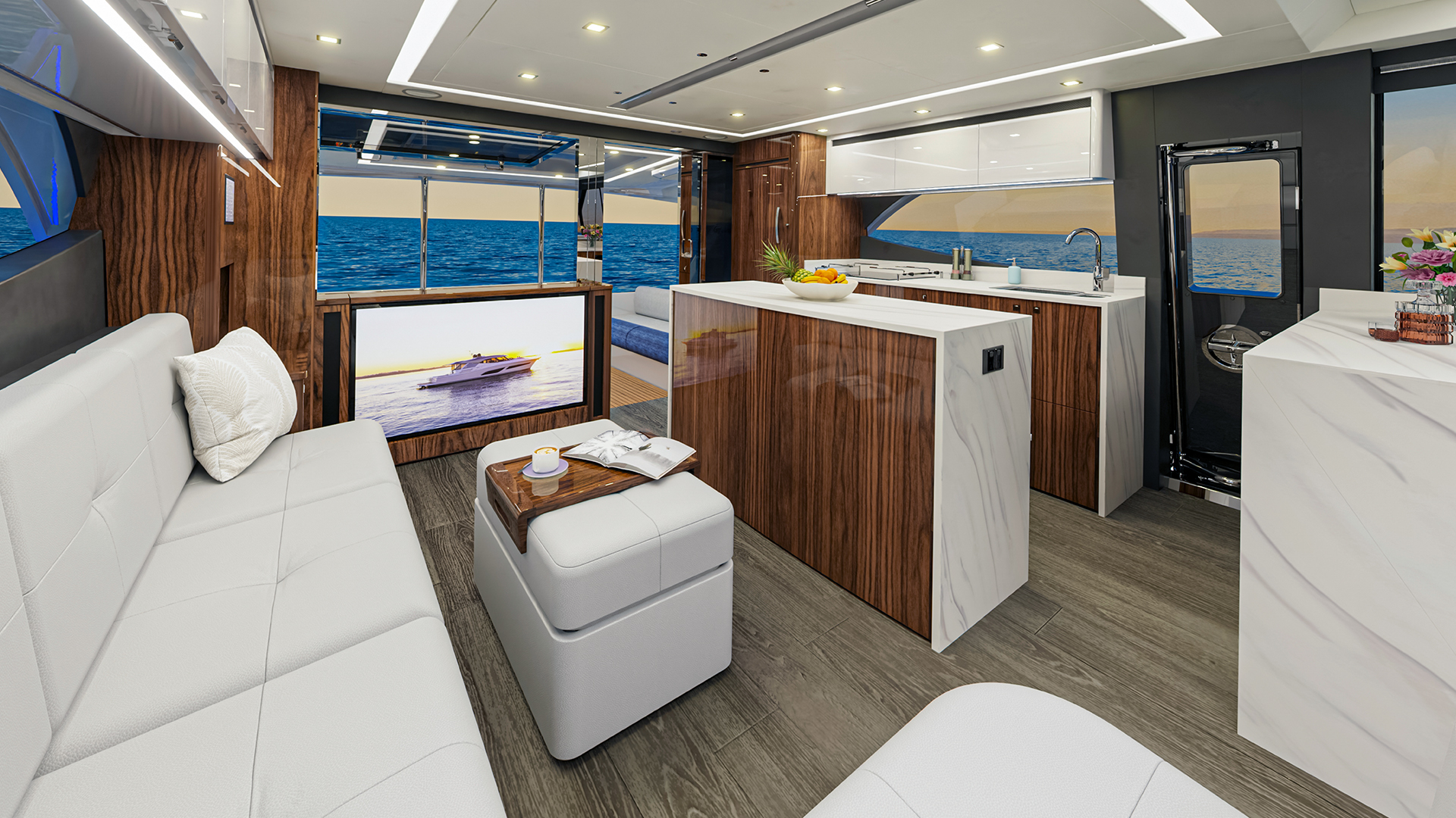 Salón y galley del Riviera 645 SUV Series II