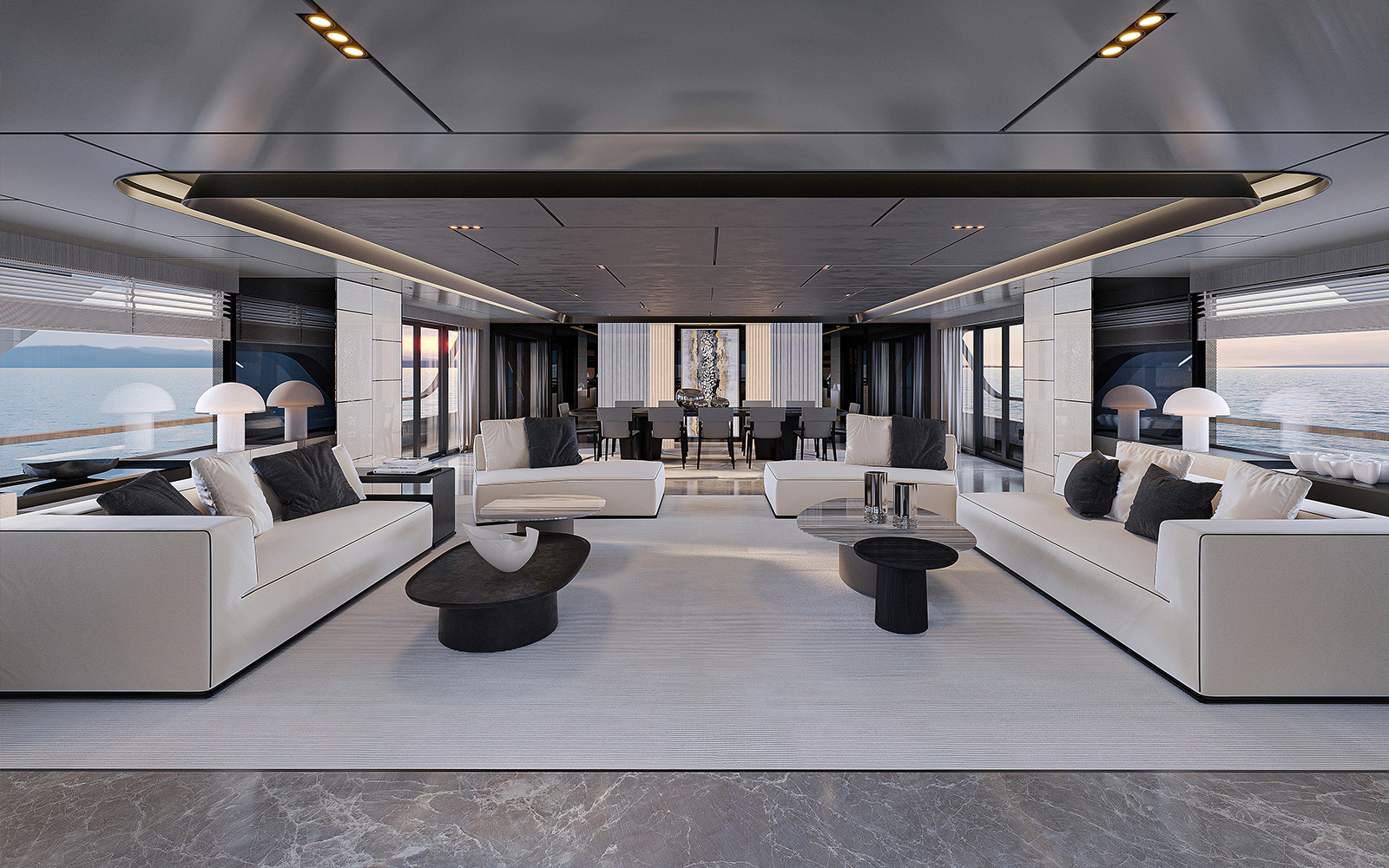 Tankoa Stardust salón principal con lounge y comedor