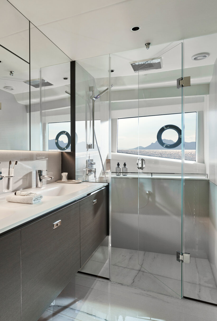 The owner's bathroom aboard the Princess Y95