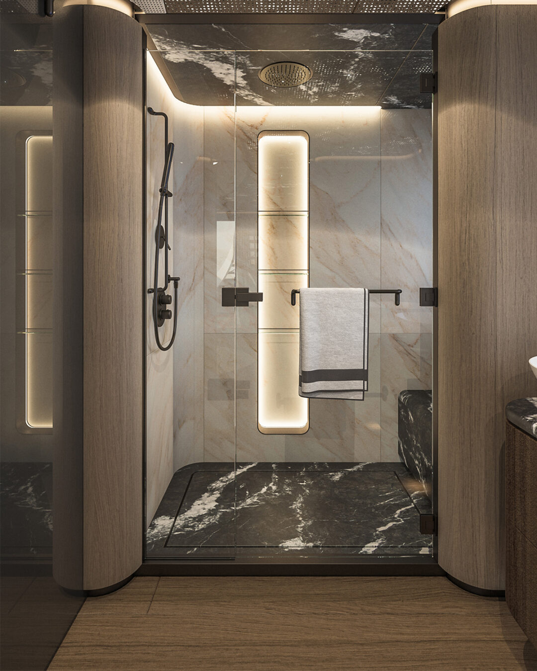 Sirena 42M ducha del baño de la master suite
