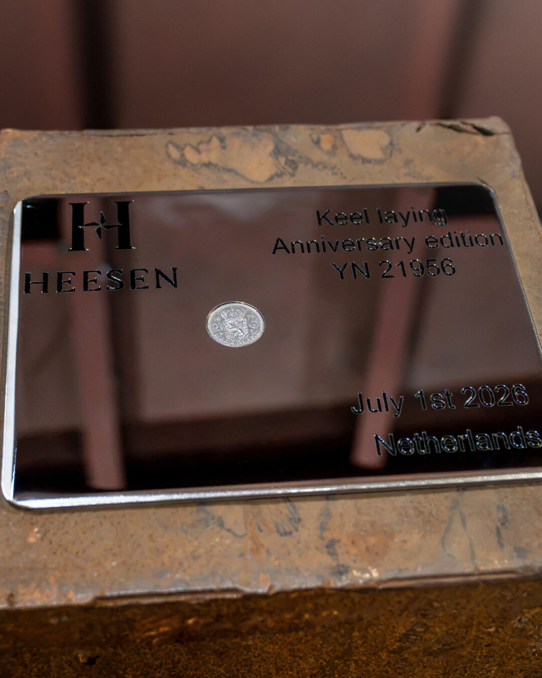 The keel-laying plaque with the 1978 coin