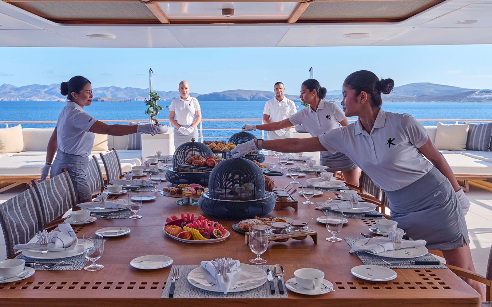 Lunch laid and served by crew aboard