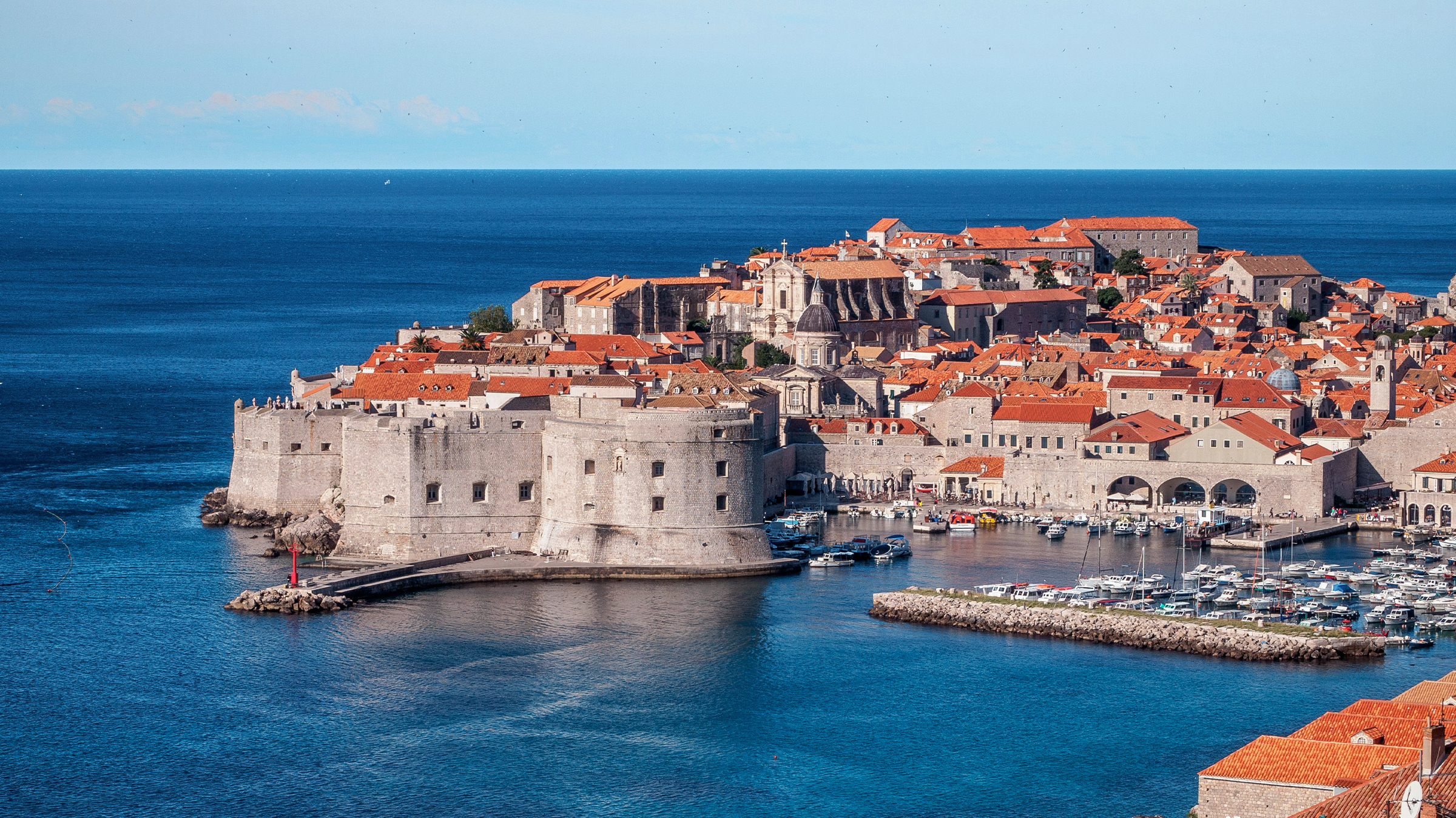 Aerial view of Dubrovnik's walls and old town