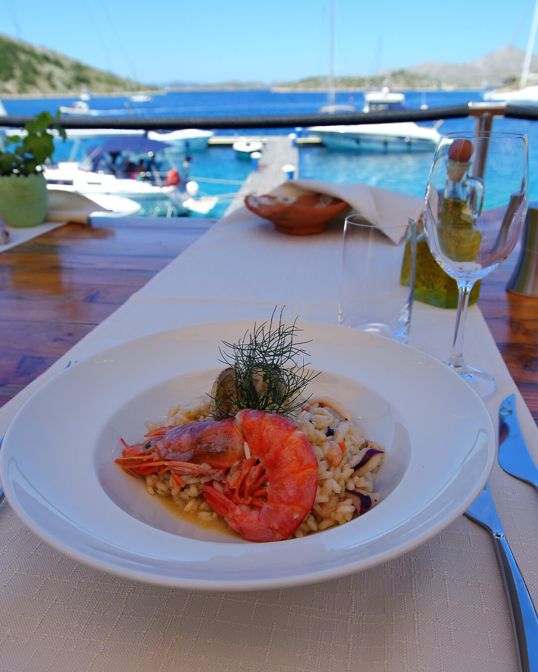 A dish of langoustines and legumes