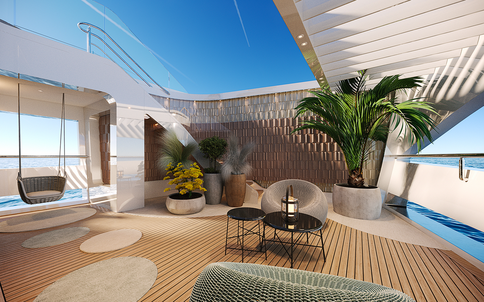 Sirena 42M lounge de proa semicubierto