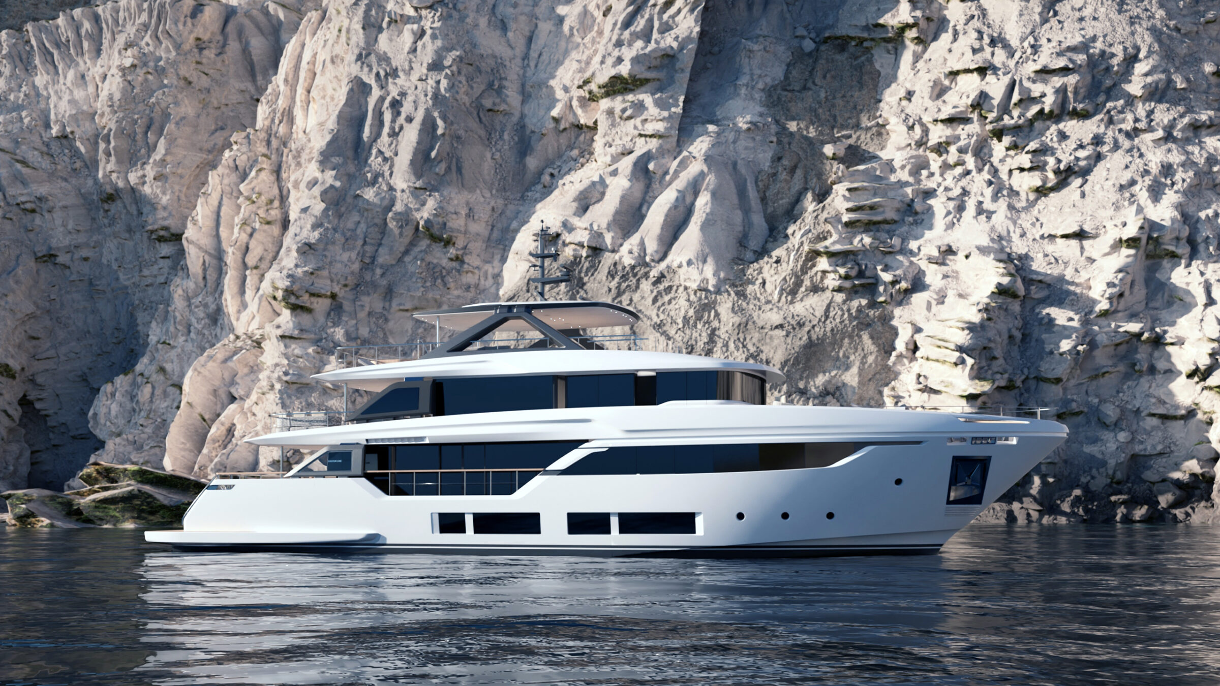 Custom Line Navetta 35, el tri-deck de 34,5 metros, en navegación.